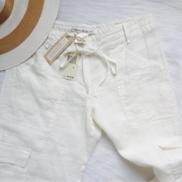 100% Linen Cargo Capris - Picture 1 of 5